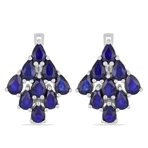 BUY REAL AUSTRALIAN BLUE SAPPHIRE GEMSTONE CLUSTER STYLISH EARRINGS